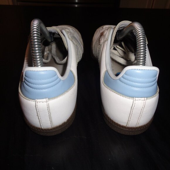 adidas Samba White and Light Blue Athletic Shoes - Picture 8 of 12